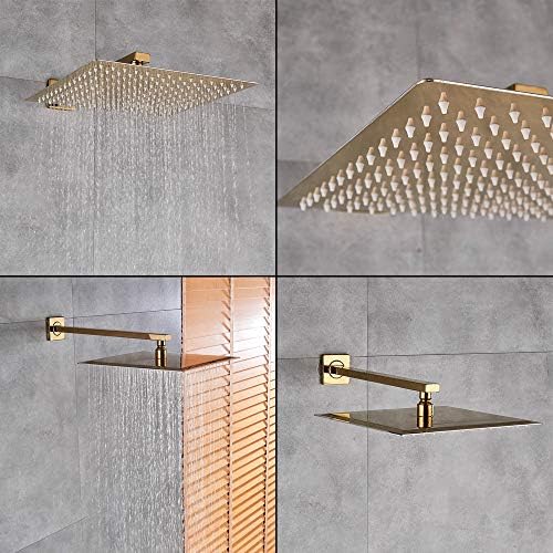 Sistema de chuveiro de luxo de torneiras, banho de chuveiro de chuva dourado Torneira de banheira montada na parede Misturadora