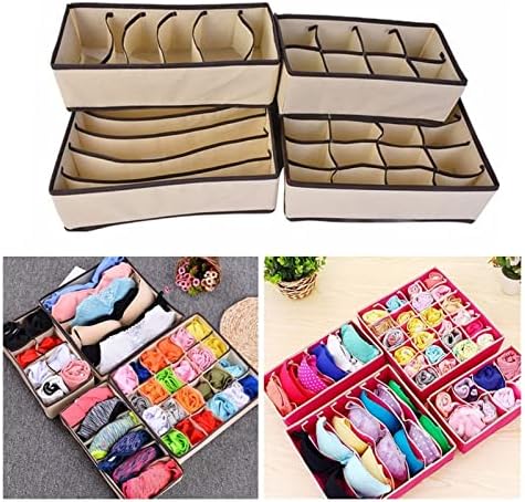 Jkyyds Underwear Storage Box 4 Pack Closet Underwear Organizer Gaveta Divida por para roupas íntimas de roupas íntimas TIES de armazenamento doméstico de armazenamento doméstico