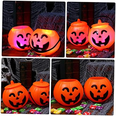 OUTANAYA 6 PCS Halloween Pumpkin Bucket Candy Bucket Portable Pumpkin Lamp Decor Decor Topper Lanterna ao ar livre Decoração