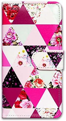 Bcov Galaxy S20 FE 5G, rosa Triângulo de flores Flip Caixa de couro Tampa da carteira com suporte de cartas Kickstand