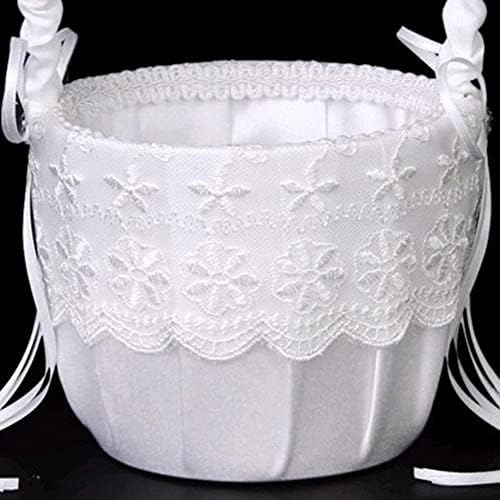 Miaohy casamento cesto cesta de flores cesta de cesta de renda romântica decoração branca para cesta de festa de cerimônia de casamento