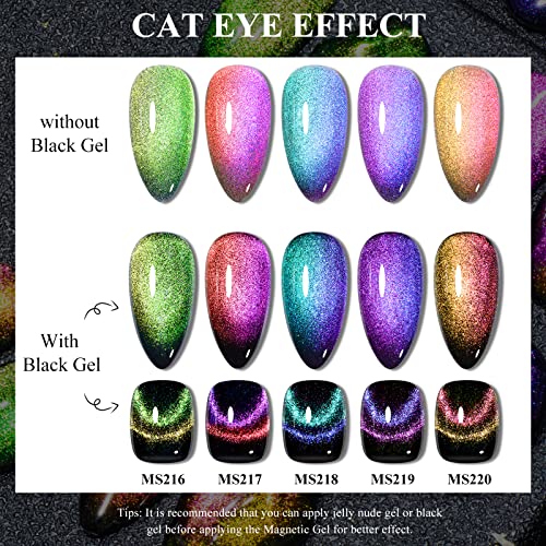 Msruioo 9d Gel Eye Gel Achaness Conjunto, Chameleon Magnetic Gel Polish, Mergulhe UV LED Cateye Gel Manicure Manicure Uil Art Gift