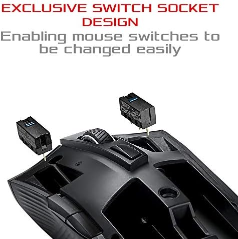 ASUS ROG Strix Carregar mouse de jogos ópticos ergonômicos com conectividade sem fio dupla de 2,4 GHz/Bluetooth, sensor de
