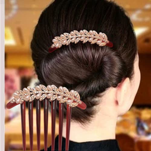 3 PCs Pearls French Twist Hair pente, pente lateral de cabelo Acessórios para o cabelo feminino, meninas shinestones hair hair