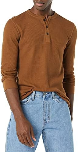 Essentials Men Slim-Fit Sleeve Waffle Henley camisa