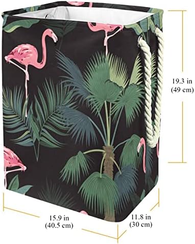 Folhas tropicais de Flamingo Indicultor, cesto de roupas prejudiciais à prova d'água, cesto de roupas para roupas para roupas