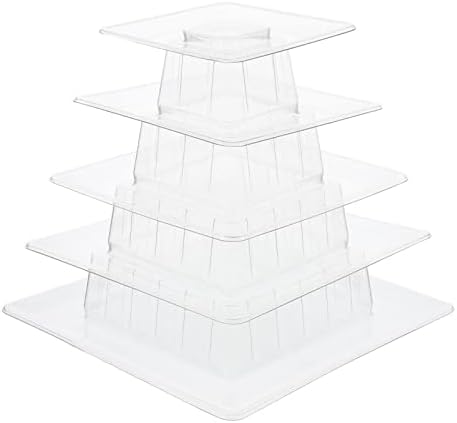 Macarons Upkoch Cupcake de acrílico Stand Stand Stand Macaron Tower Tower With Base for Wedding Baby Shower Party 3 Square
