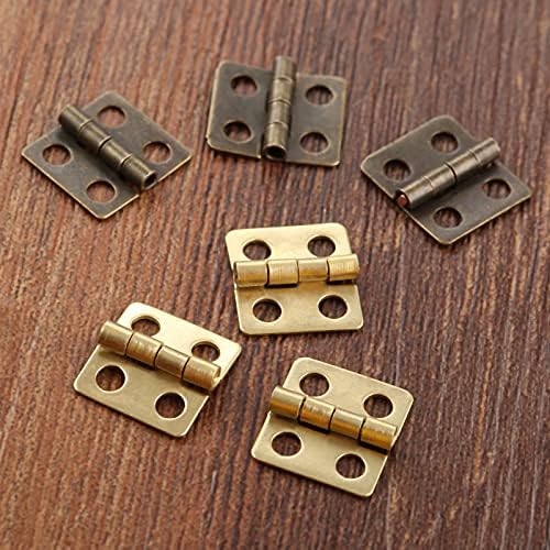 40pcs vintage 4 orifícios caixas de madeira dobradiças decorativas 13 * 12mm mini gaveta de gaveta de bunda dobradiças hardware