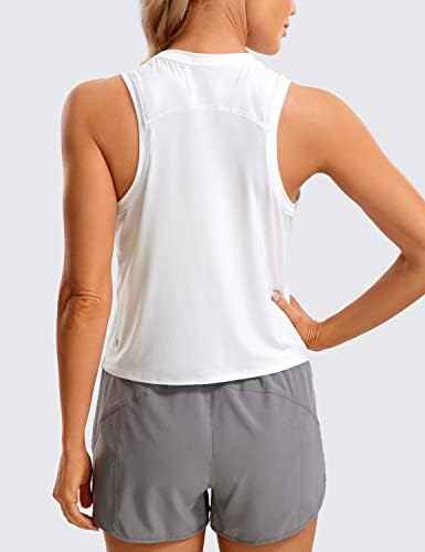 Crz Yoga feminino feminino tanque de panorcel tampa alta de pescoço alto tampa cortada tampas sem mangas Exercícios de corrida
