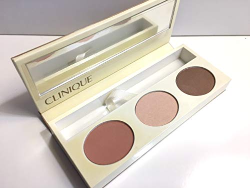 Clinique Great Looks 101 Nus Eye & Cheek Palette: 2 sombras ~ picante e brisa da ilha e blush de pó prensado e macio ~ Chestnut