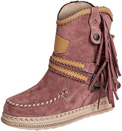 Botas curtas para mulheres vintage mulheres com botas de cowboy ocidentais moda moda de cor sólida com botas de botas