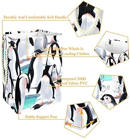 Indictooon Penguin Penguin Lavanderia grande cesto de roupas à prova d'água Roupas colapsíveis cesto para organizador de brinquedos