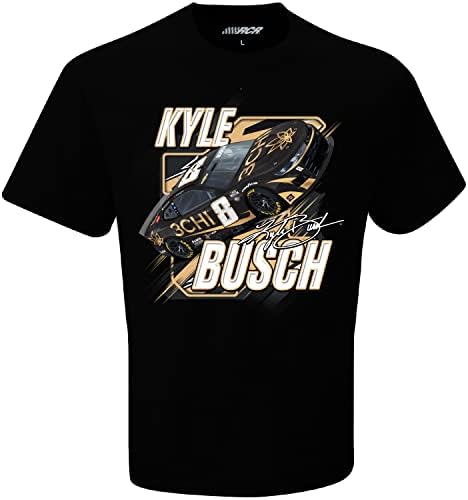 Bandeira quadriculada esportes Kyle Busch 20238 3CHI Adulto NASCAR 2023 Black Blister T-shirt