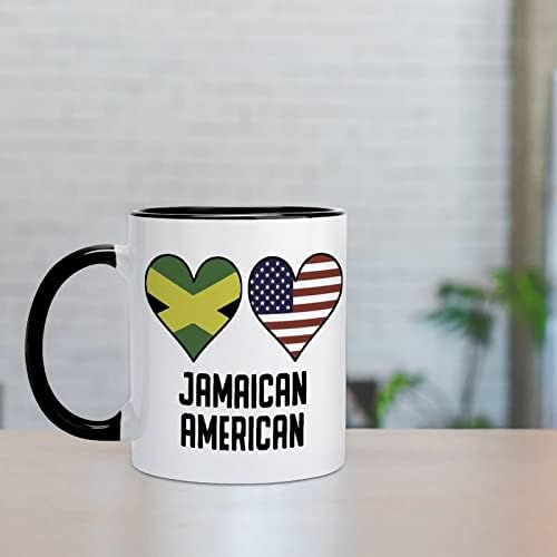 Jamaican American Heart Flags Caneca cerâmica Creative Black Inside Coffee Cup de canecas Durável Handel