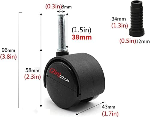 Lançadores de placa lumecube m8 giratórios giratórios rodas de rúpor rodas plásticas 2 polegadas de 50 mm de móveis roda, giro giratório