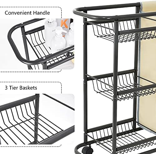 Lucalda Rody Rodet Cart Cart Organizador de banheiro Movável Cestas de armazenamento de lavanderia cinza com rodas de rolamento