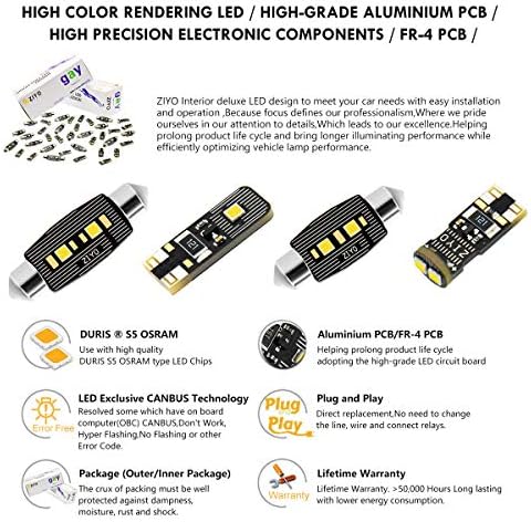 Ziyo ZPL2390 - Substituição do kit de luz interior de LED para BMW E90 3 Série 2005-2013 + Lâmpadas de placa de placa