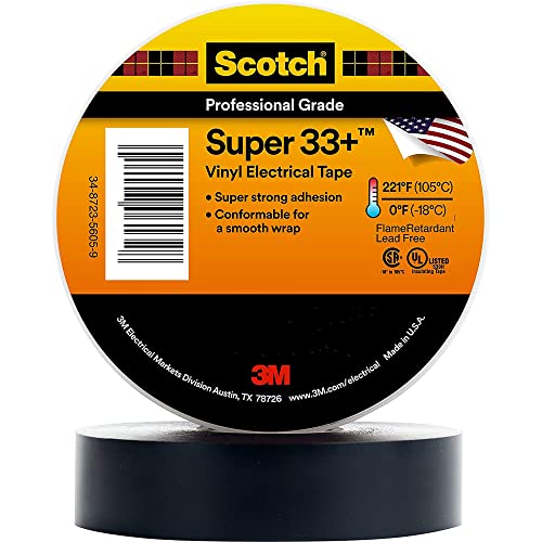 Scotch Super 33+ Fita elétrica - 3/4 em x 36 jardas, vinil premium de clima, resistente a abrasão, umidade, corrosão, alcalinos