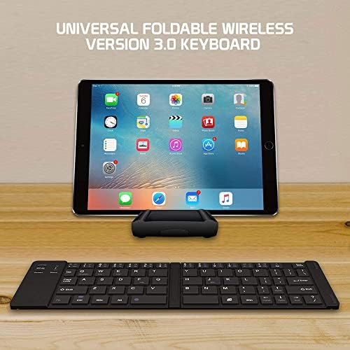 Funciona da Cellet Ultra Slim dobrável Teclado sem fio Bluetooth Compatível com o Alcatel 5036a com Holdrendand Phone - Teclado recarregável de tamanho completo!