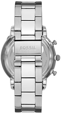 Relógio inteligente de aço inoxidável de aço inoxidável de 44 mm fósseis, cor: prata