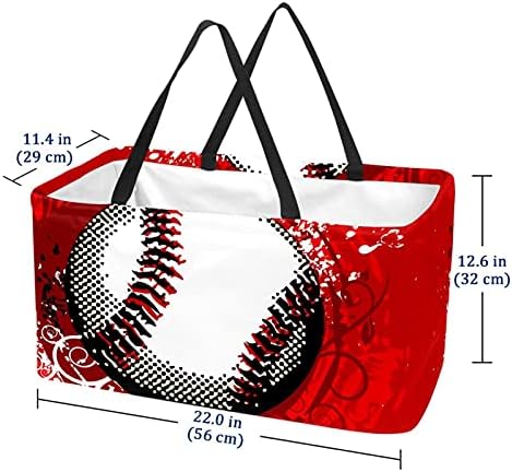 Bolsa de mercearia reutilizável Bolsa de utilidade colapsável Cesta de cesta dobrável de roupas, fundo esportivo de beisebol