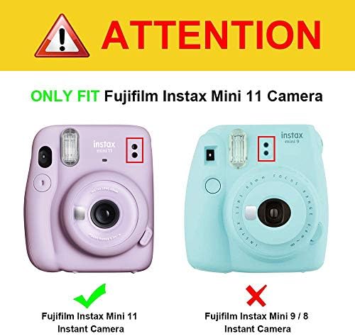 Frankmate Pu Leather Camera Case Compatível com Fujifilm Instax Mini 11 12 Câmera instantânea com cinta e bolso ajustáveis