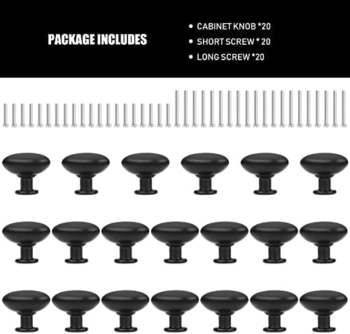 O tempo do chef 20 embala botões de gabinete preto - puxar a alça de hardware, maçanetas menores para armários e gavetas,