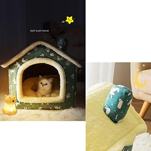 Aquecimento de gato de auto -aquecimento - Cama de cachorro verde Casa de animais de estimação - casas de almofada para cães para cães de cachorro pequeno suprimento