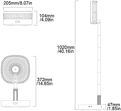 Hiod portátil 4 velocidades silenciosa com controle remoto Desk de mesa telescópica Stand Fan Fan Quarto USB Timing recarregável Pequeno dobramento