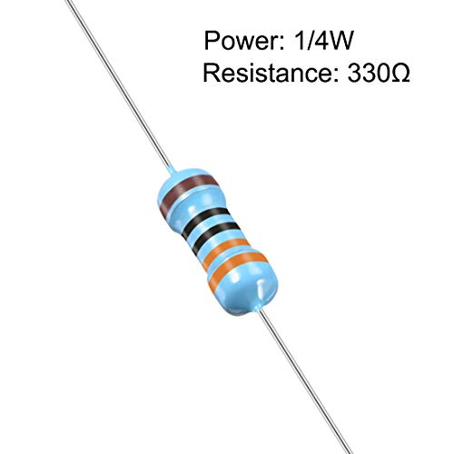 UXCELL 300PCS 330 OHM Resistor, 1/4w 1% de resistores de filmes de metal, chumbo, 5 bandas para projetos eletrônicos