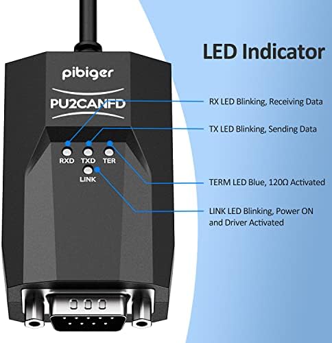 Pibiger Pu2Canfd-C USB para Conversor CANFD para Windows, MacOS, Linux vem com Savycan Busmaster