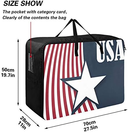 Saco de armazenamento de roupas N/ A Underbed para colcha - grande capacidade America Flag Stars USA Organizadores Bolsa com zíperes de decoração cesto para roupa de cama