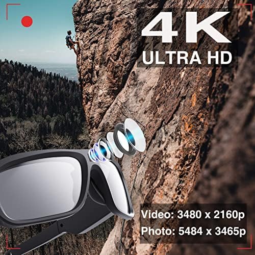 Óculos de sol da câmera Glasses de gravação de vídeo 4K Memória de 32 GB dentro do design unissex lente polarizada para