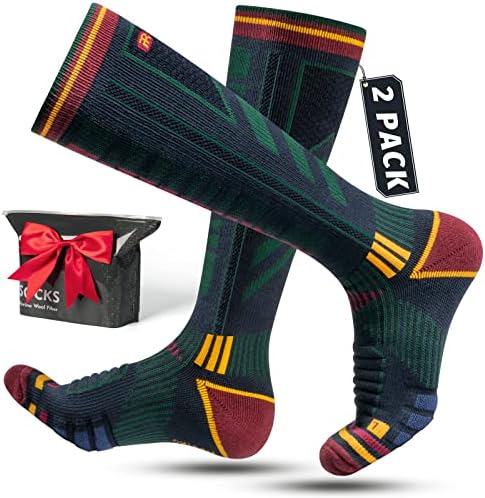 RAHHINT MERINO LOOL SKI SOCKS 2-PACO, SOMAS TERMICAS ALTAS DE COMPRESSÃO MENS MENS PARA ESCI