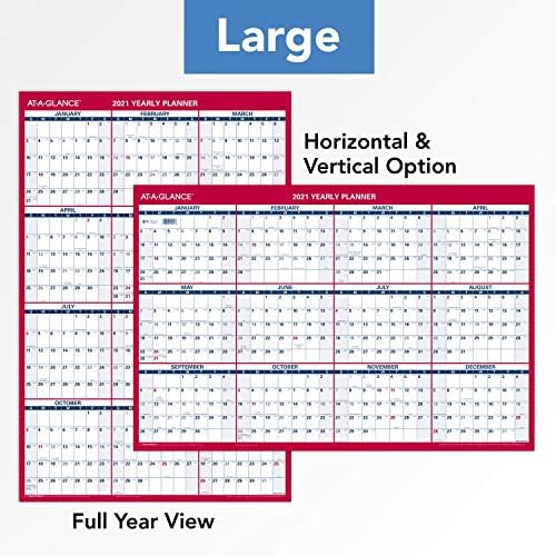 2021 Calendário apagável, planejador de parede de apagamento a seco por AT-A-GLANCE, 36 x 24, grande, vertical/horizontal,