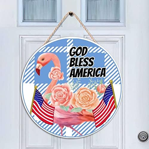 Mesllings Deus abençoe a América, porta de madeira sinal de independência Dia do dia da parede rústica sinal de parede