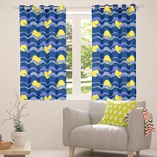 Cortinas estreladas do céu para crianças meninos meninas, Golden Moon Night Blackout Curtains 38x45, Cartoon Clitter