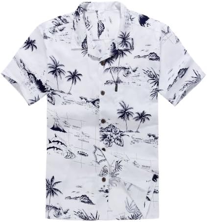 Palm Wave Hawaiian Shirt Aloha Shirt White Mapa