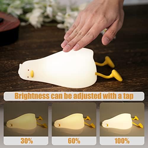Toymis deitada de pato plano Night Night Light, LED deitando lâmpada de silicone de pato liso