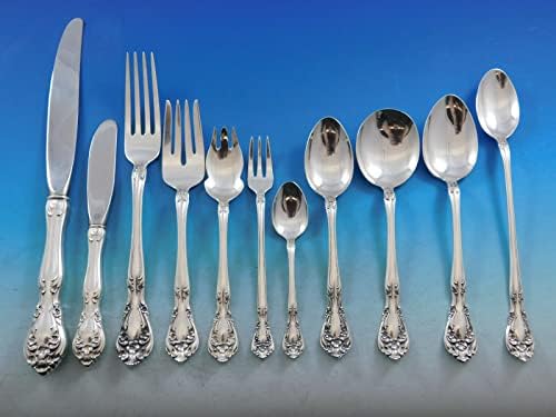 Chateau Rose de Alvin Sterling Silver Flawreads para 12 Serviço 153 PCS Jantar