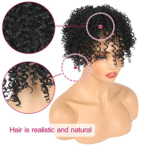 Afro Puff Curly Hair Topper Pedaços de cabelo sintéticos Para mulheres negras, peças de recolher de cigarros preto krsi para