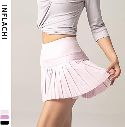 Saias plissadas de tênis para mulheres Skorts de golfe atlético leves para executar exercícios internos com bolsos de bola shorts
