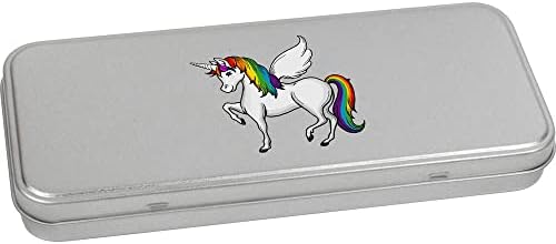 Azeeda 'Rainbow Unicorn' Metal Articled Stationery Tin / Storage Box