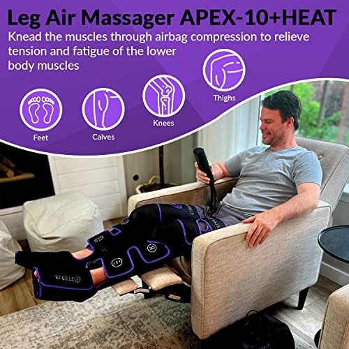 Massageador de pernas elete, compressão de ar com calor para circulação, alívio da dor e recuperação muscular, coxa de