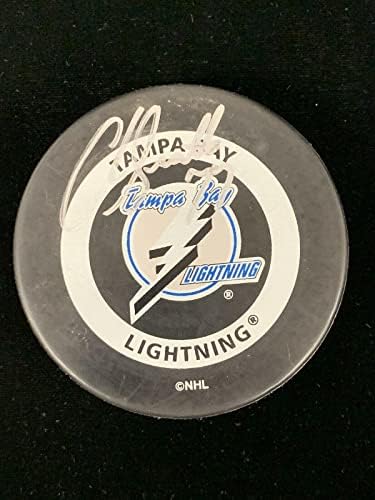 Chris Gratton 77 Tampa Bay Lightning assinado NHL Hockey Puck com holograma - Pucks autografados da NHL