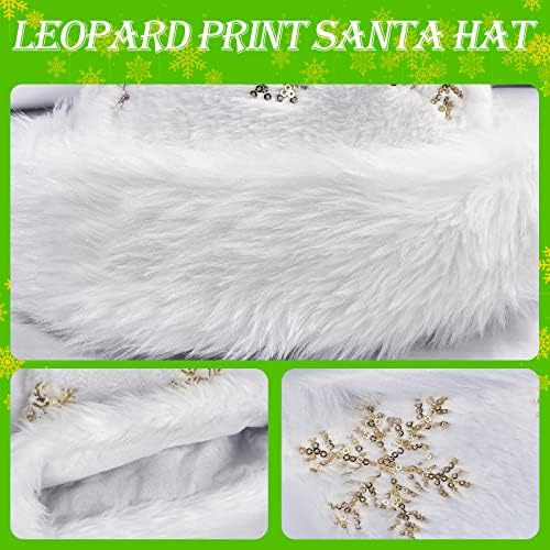 Chapéu de neve do Papai Noel branco chapéus de natal para adultos lantejoulas de lantejoulas de chapéu de chapéu peludo para festa