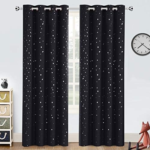 Cortinas de crianças apagadas para o quarto Térmico Isolado Silver Twinkle Star Cortinas para meninos Antique Gommet Treatment de janela