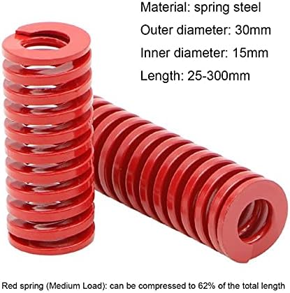 As molas de compressão são adequadas para a maioria dos reparos I Red Load Pressione Compressão Mola de molde carregada Mola de molde Diâmetro externo 30mm x diâmetro interno 15mm x comprimento 25-300mm