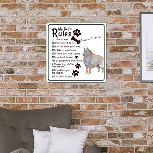 Alioyoit Regras do meu cachorro Funny Dog Metal Metal Pet Dog Welcome Sign Retro Metal Impressão Rústico Pet Pet Wall Sign Placa Dë