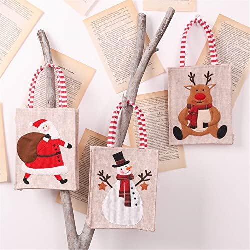 Dbylxmn de Natal de desenho animado bordado bordado bolsa de presente decoração de natal saco de sacola de Natal Três